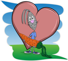 Vector illustration of a hare (rabbit) with a heart