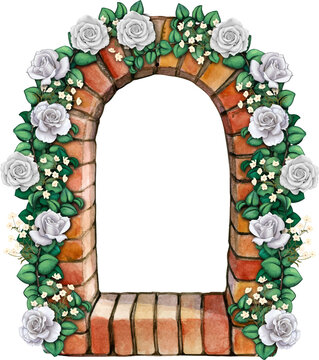 Watercolor brick arch european style