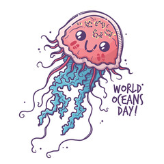 Cute jellyfish as a symbol of World Ocean Day.