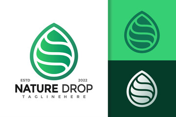 Nature Drop Health Logo Design Vector Template