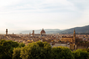 Obraz premium Aerial view of Florence with the Basilica Santa Maria del Fiore, Duomo. Tuscany, Italy