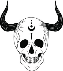 Scull. Skull silhouette. Mystical illustration. Vector.