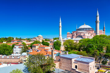 Fototapeta na wymiar Hagia Sophia in Sultanahmet district in Istanbul, Turkey.
