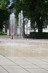 a fountain on a marketplace