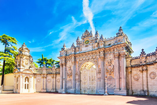 Dolmabahce famous palace in Istanbul, Turkey. Simmer sunny day