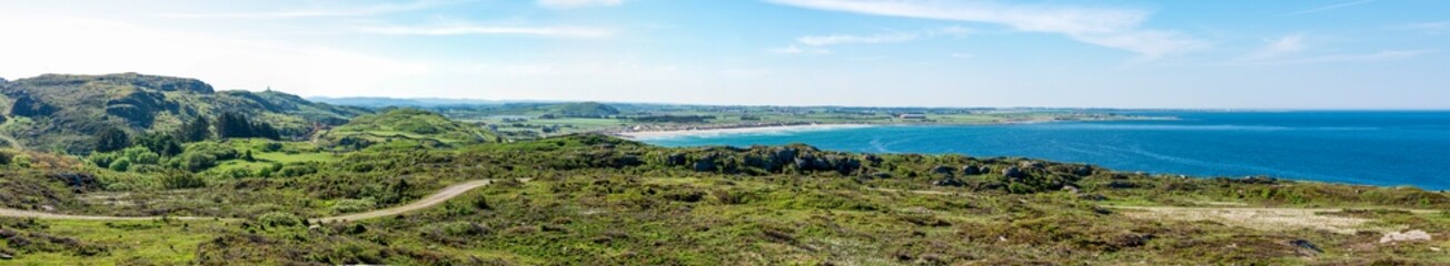 Spectacular panoramic view of the Norwegian coastline near Hellestostranden beach, Stavanger,...