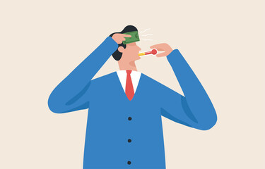 Financial sickness. personal financial planning to reduce the financial risks associated with the disease. .Financial, Health insurance. Sick businessman