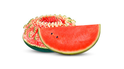 Sweet watermelon isolated on white background .
