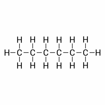 chemical structure of Hexane (C6H14)