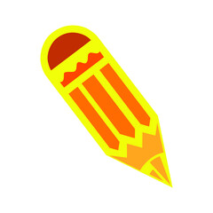 Yellow pencil isolated on white background, logo for design, vector illustration