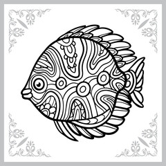 discuss fish zentangle arts. isolated on white background.