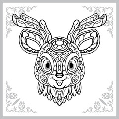 cute deer head zentangle arts. isolated on white background.