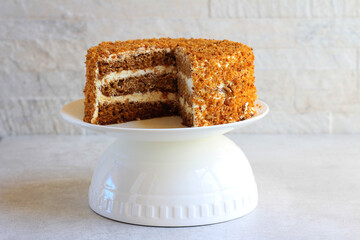 Layered honey and cream cake