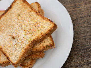 Fried toast on a plate on the table