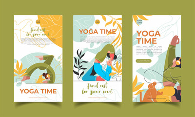 Yoga, fitness and healthy lifestyle concept illustration, woman meditating in lotus pose, perfect for banner, mobile app, landing page