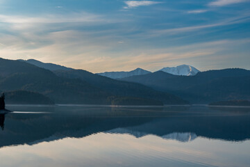 Fototapeta na wymiar Walchensee in the morning (Lake Walchen, Bavaria, Germany)
