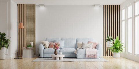 White wall living room have sofa and accessories decoration in the room.