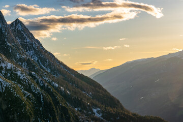 sunset over the mountains (Tristach, Lienz, Tyrol, Austria)