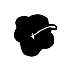 Tropical flower vector silhouette. Black on white. Vector illustration