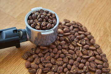 horn with coffee beans