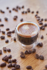 Espresso in a transparent cup