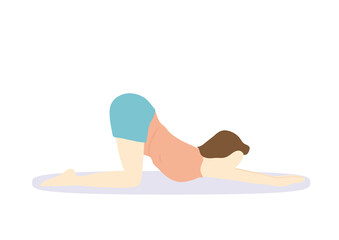 背中のストレッチをするダイエット中の女性　マット無し・表情無し