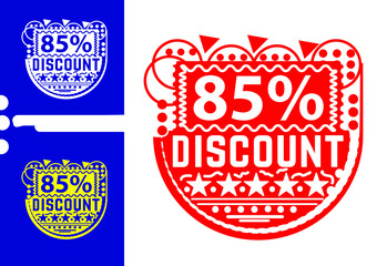 85 percent discount sticker and logo design template
