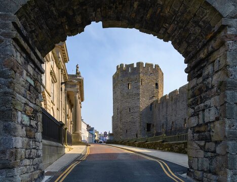 The Welsh, coastal town of Caernarfon, Wales, UK