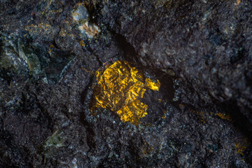 Chalcopyrite on dark rock looks like gold