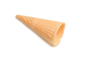 Waffle cone isolated on white background.