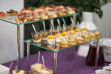 Delicious appetizers, sliced jamon, vegetables and flatbread .snacks 