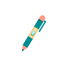 Colorful pen isolated on white. Flat vector.