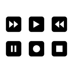 Media players button icon set