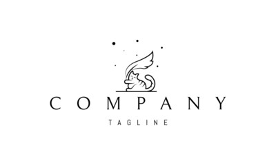 Fototapeta premium Vector logo on which an abstract image of a funny cat with an ink pen.