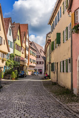 Fototapeta na wymiar Dinkelsbühl, Germany. cobbled medieval street