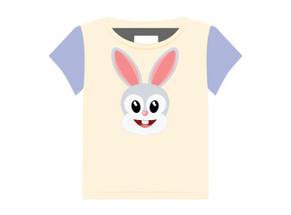 Happy bunny cartoon t-shirt design for children, vector illustration
