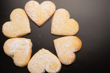 Shortbread in the shape of a heart isolated on white background.