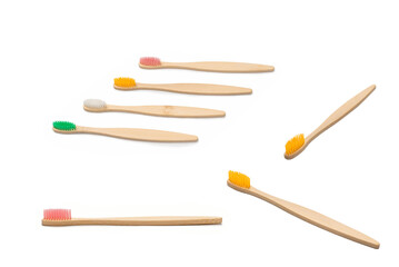 Bamboo toothbrush isolated on a white background.