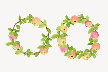 hand drawn apple wreath background design