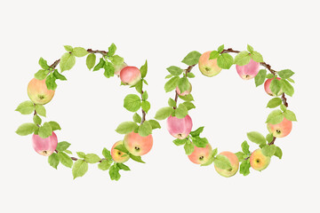 hand drawn apple wreath background design