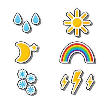 Set Of Stickers For Weather Forecast.