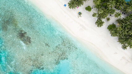 Aerial view beautiful beach forest ocean sea, Tropical island forest and emerald clear water,...