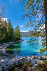 Eibsee with its mountain scenery (Bavaria, Germany)