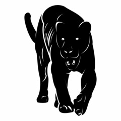 Black panther illustration Jaguar Puma Lion silhouette logo design vector © nurazizahku94