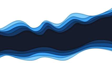 Abstract blue paper cut wave layer background vector illustration 