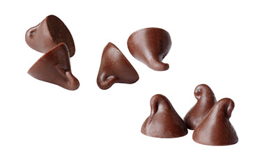 chocolate piece isolated on white background .	

