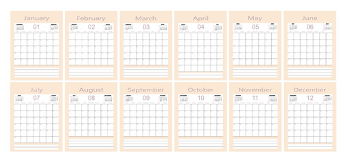 Simple calendar 2023. Vector illustration. Planning calendar. Week starts on Sunday. Stationery design. 