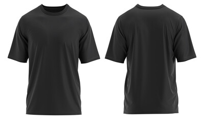 Black Color Oversized t-shirt Rib Round neck Short Sleeve, Single jersey Fabric texture, 3D photorealistic render - obrazy, fototapety, plakaty