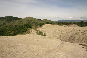 landscape of muddy volcanoes buzau romania an important tourist attraction