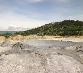 landscape of muddy volcanoes buzau romania an important tourist attraction